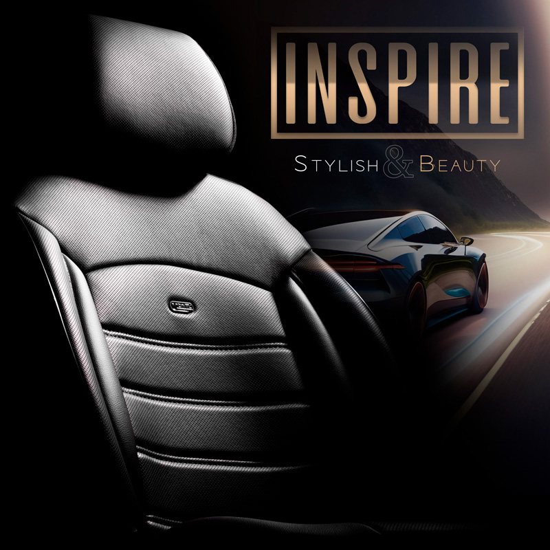 Universele Volleder Stoelhoezenset 'Inspire' Zwart - 11-delig - geschikt voor Side-Airbags