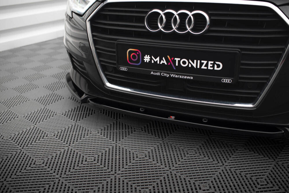Voorspoiler V.1 Audi A3 8V Sportback FL 16-20 Maxton Glans Zwart