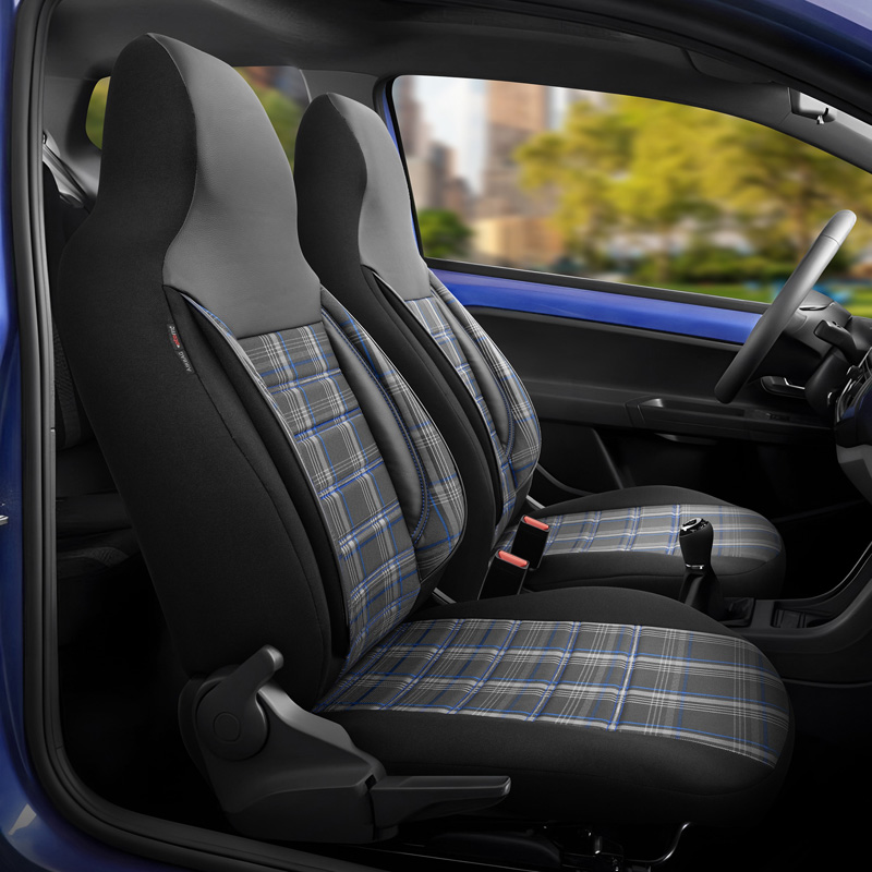 Universele Stoffen 'CityBug' Stoelhoezenset 'Sports' Zwart/Grijs/Blauw - 9-delig - geschikt voor Side-Airbags