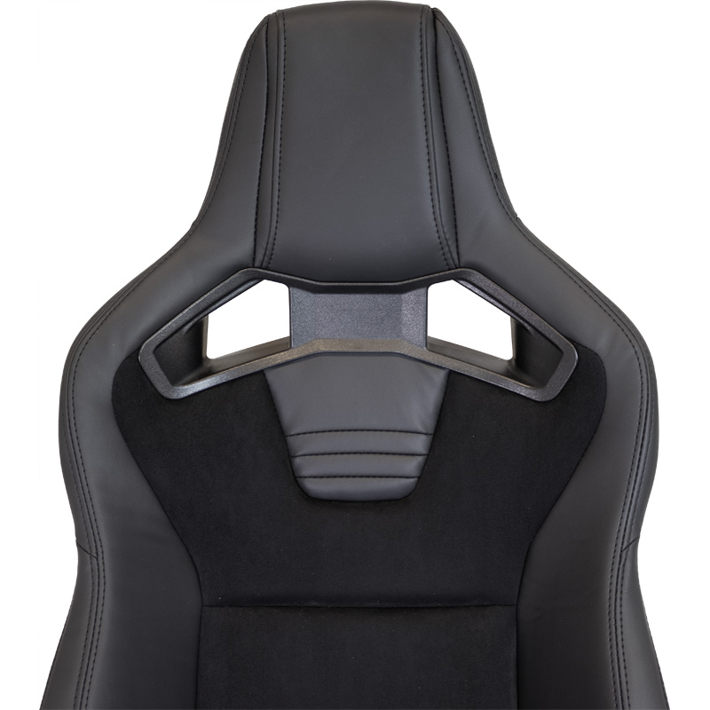 Sportstoel 'NK Premium' - Zwart Suede + Zwart Kunstleder - Dubbelzijdig verstelbare polyester rugleuning - incl. sledes