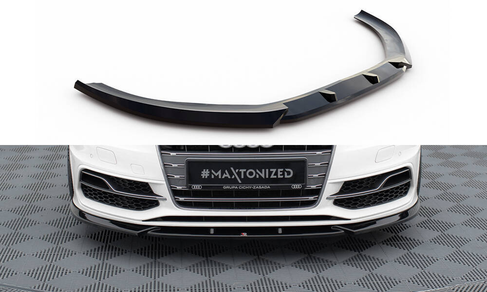 Voorspoiler V.2 Audi S3 / A3 S-Line 8V Sportback / Hatchback Maxton Glans Zwart