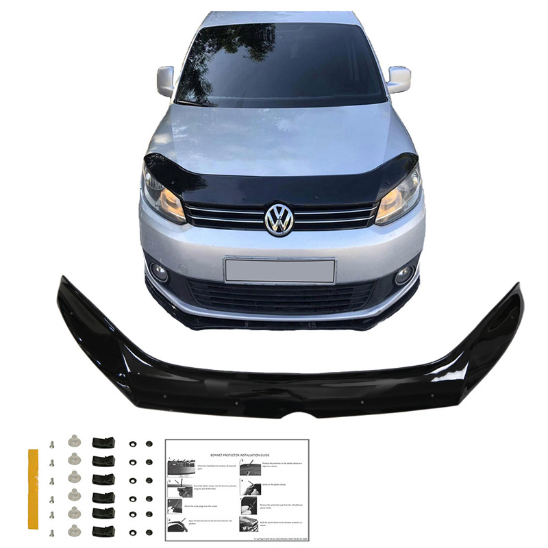 Motorkapbeschermer (steenslagcover)  Volkswagen Caddy MK3 Facelift 2010-2015 - Glanzend zwart