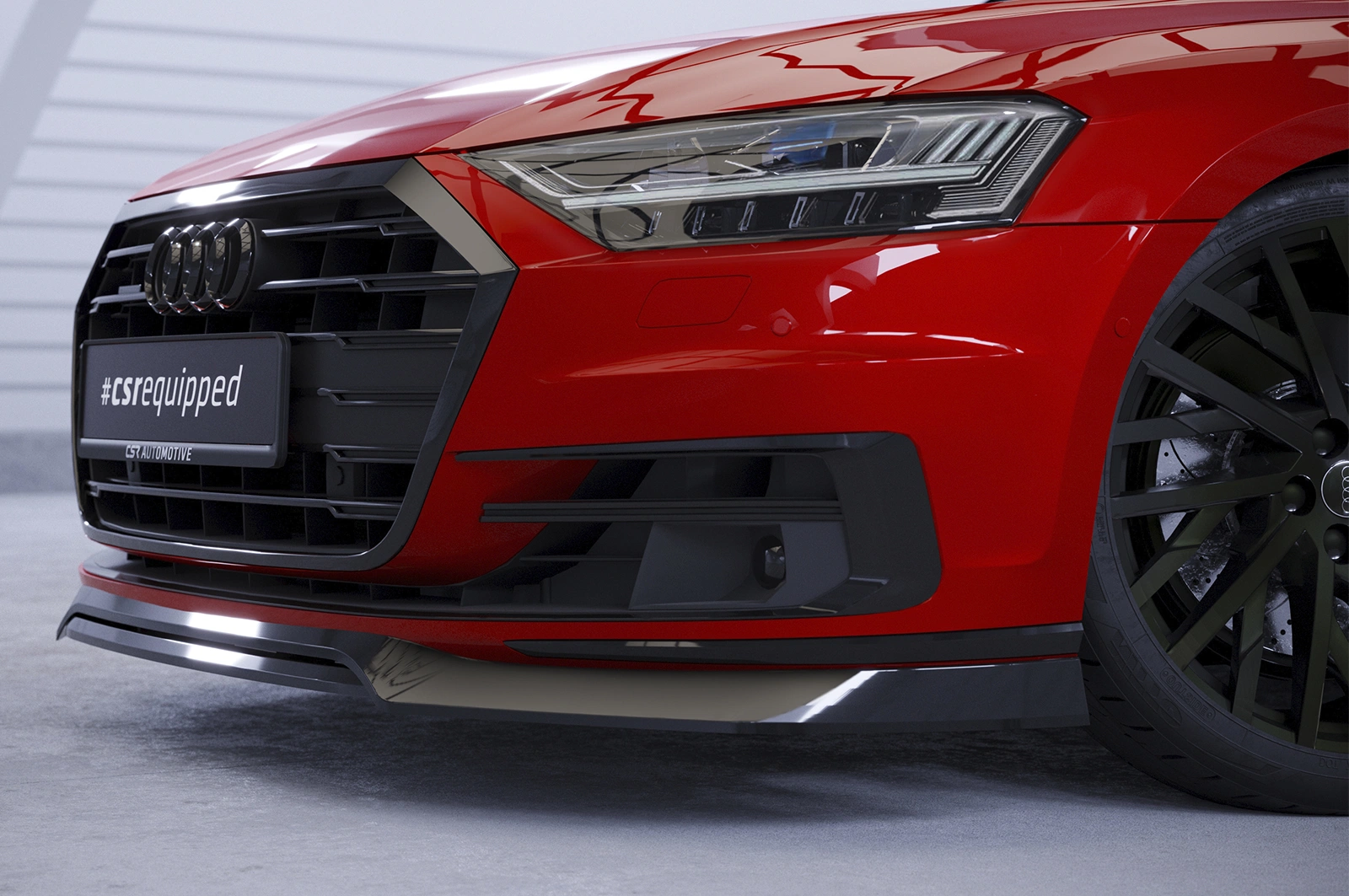 Voorspoiler Audi A8 (D5) Glans Zwart (2017–2021) CSR