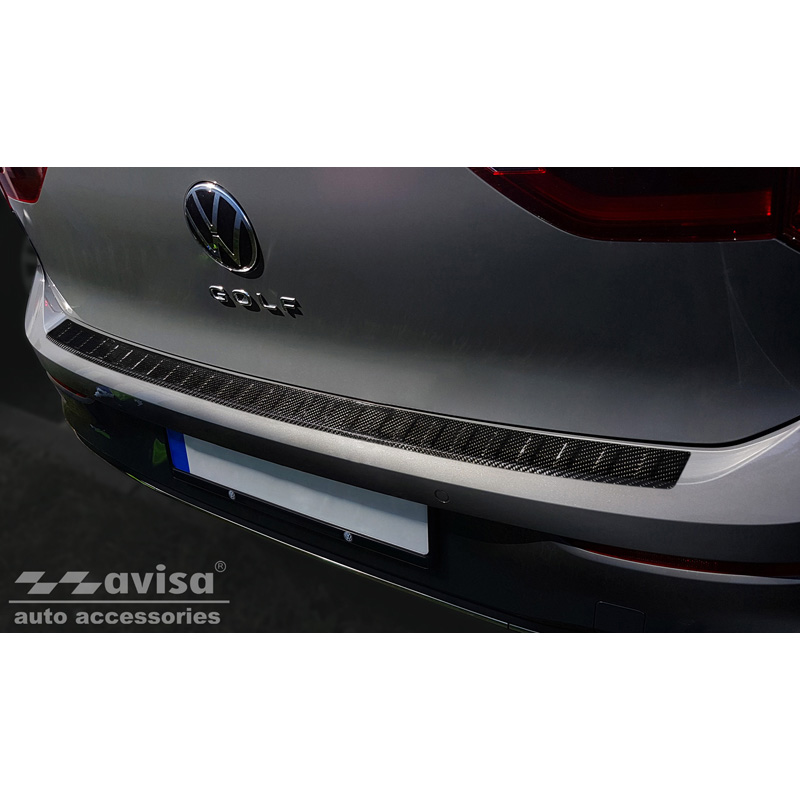 Echt 3D Carbon Achterbumperprotector  Volkswagen Golf VIII HB 5-deurs 2020-2024 & FL 2024- 'Ribs'