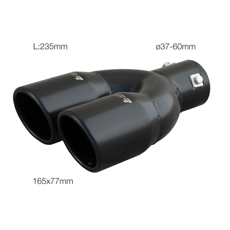 Simoni Racing Uitlaatsierstuk Dubbel Rond/Schuin RVS Zwart - Ø76xL230mm - Montage ->58mm