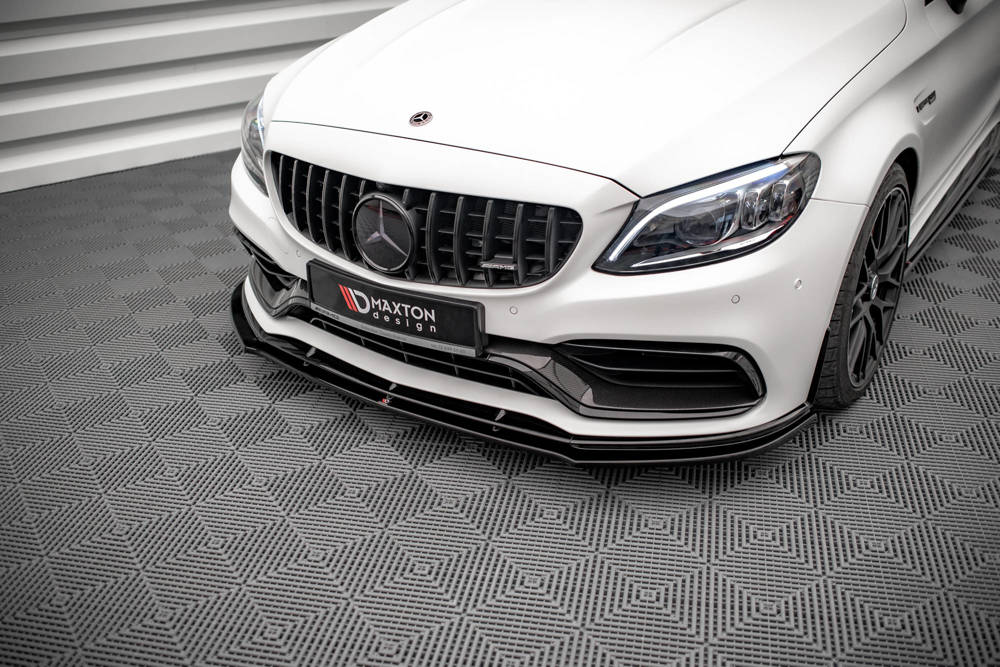 Voorspoiler V.1 Mercedes AMG C63 Coupe W205 FL Maxton Glans Zwart