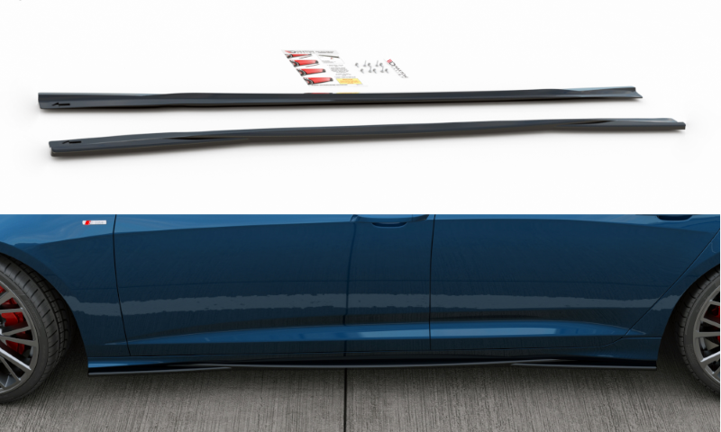 Zijskirts Audi A6 S-Line / S6 C8 Maxton Glans Zwart