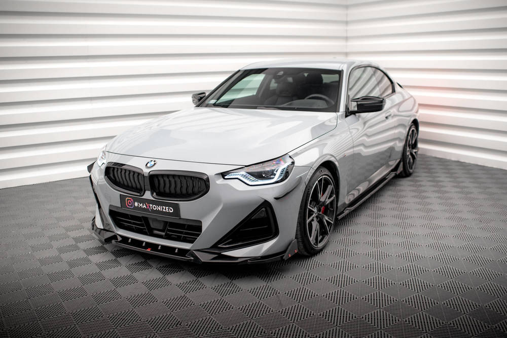 Voorspoiler V.2 met Canards BMW 2 Serie G42 Coupe M Pakket & M240i Maxton Glans Zwart