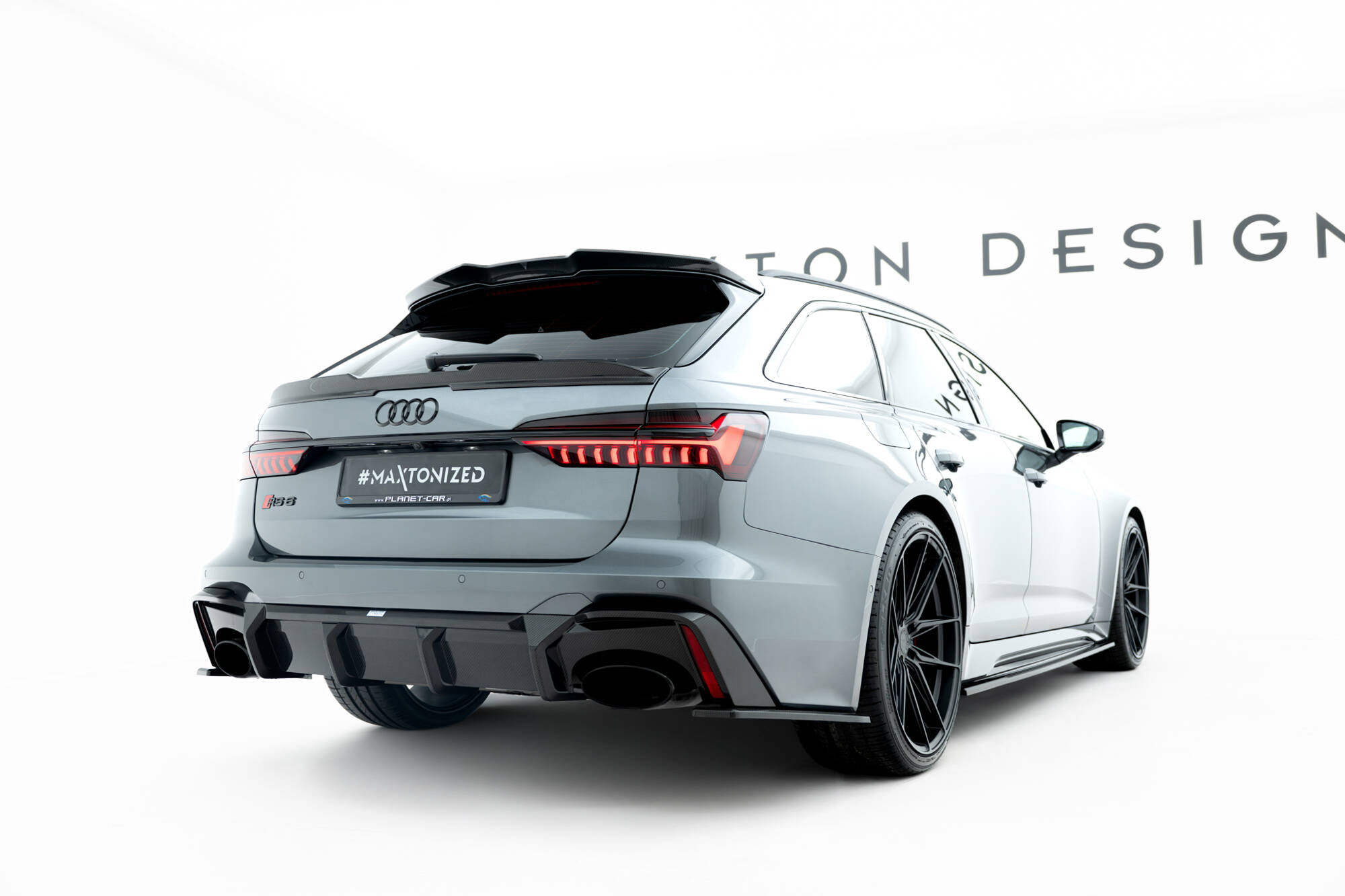 Carbon Fiber Achterzij Spoilers Audi RS6 C8 Maxton Glanzend zwart