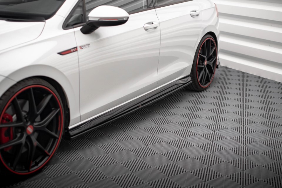 Zijskirts V.4 Volkswagen Golf 8 GTI / GTI Clubsport / R-Line Maxton Glans Zwart
