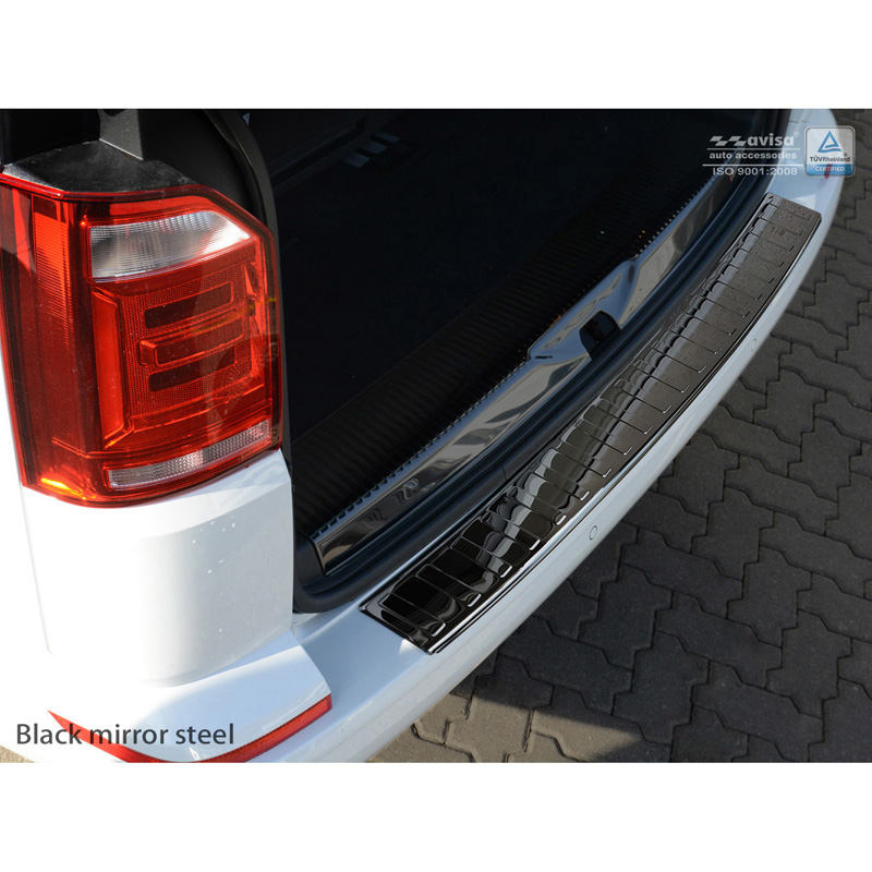 Zwart-Chroom RVS Achterbumperprotector  Volkswagen Transporter T6 2015-2019 & FL 2019-2020 & T6.1 2020-2022 (met achterklep) 'Ribs'