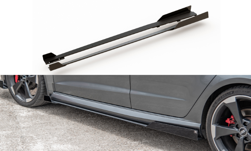 Zijskirts Diffuser + Zwart Glanzende Kleppen Audi RS3 8V Sportback