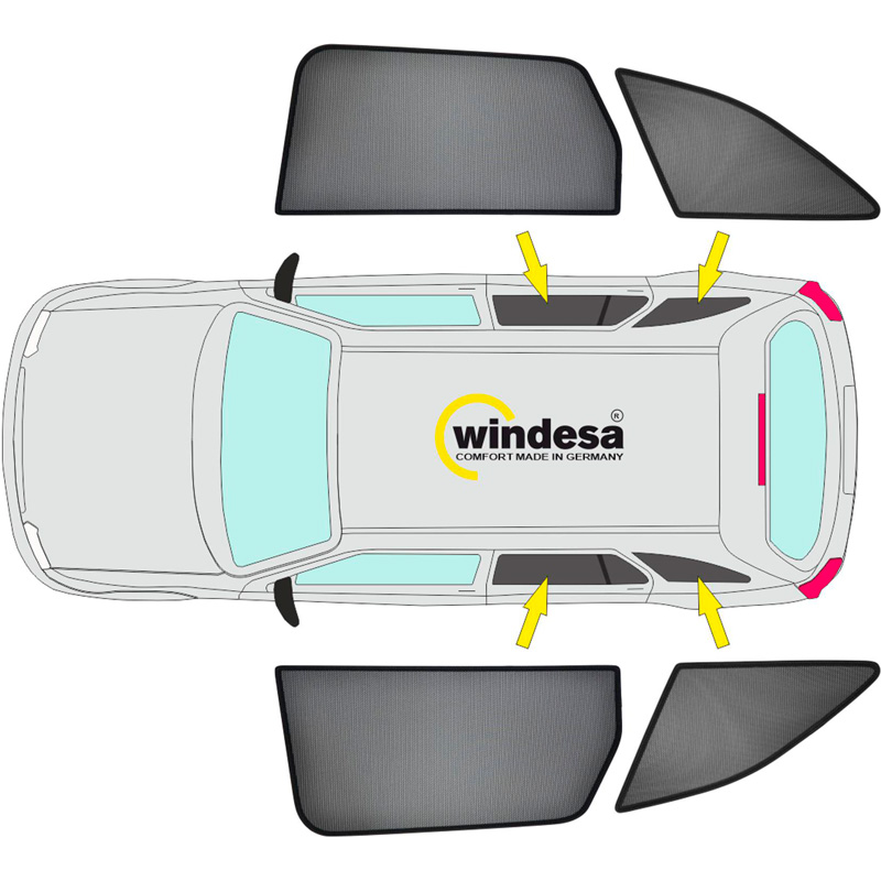 SunClip Zicht- & Zonwering  Mercedes V-Klasse W447 (Lange wielbasis) Facelift 2024- zonder uitzetbare ruiten