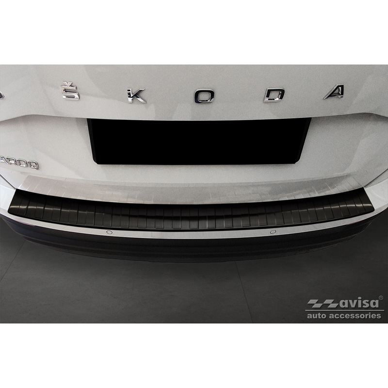 Zwart RVS Achterbumperprotector  Skoda Karoq Facelift 2022- + Sportline Facelift 2022-  'Ribs'