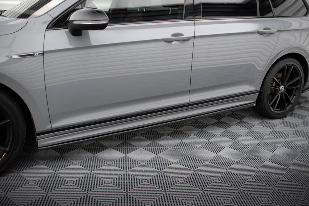 Zijskirts Volkswagen Passat R-Line B8 FL Glans Zwart Maxton