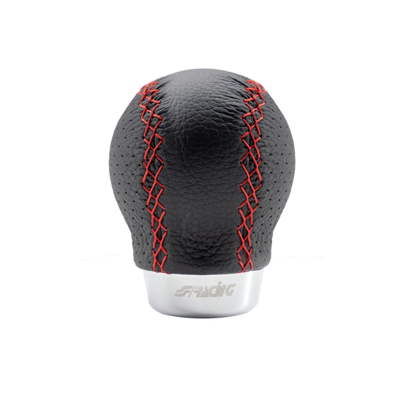 Simoni Racing pookknop zwart Leder met rode stiksels