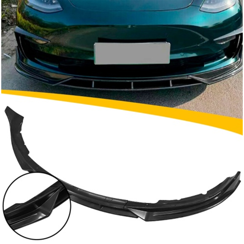 Voorspoilerlip  Tesla Model 3 2017- 'Aero' (Glanzend Zwart ABS)