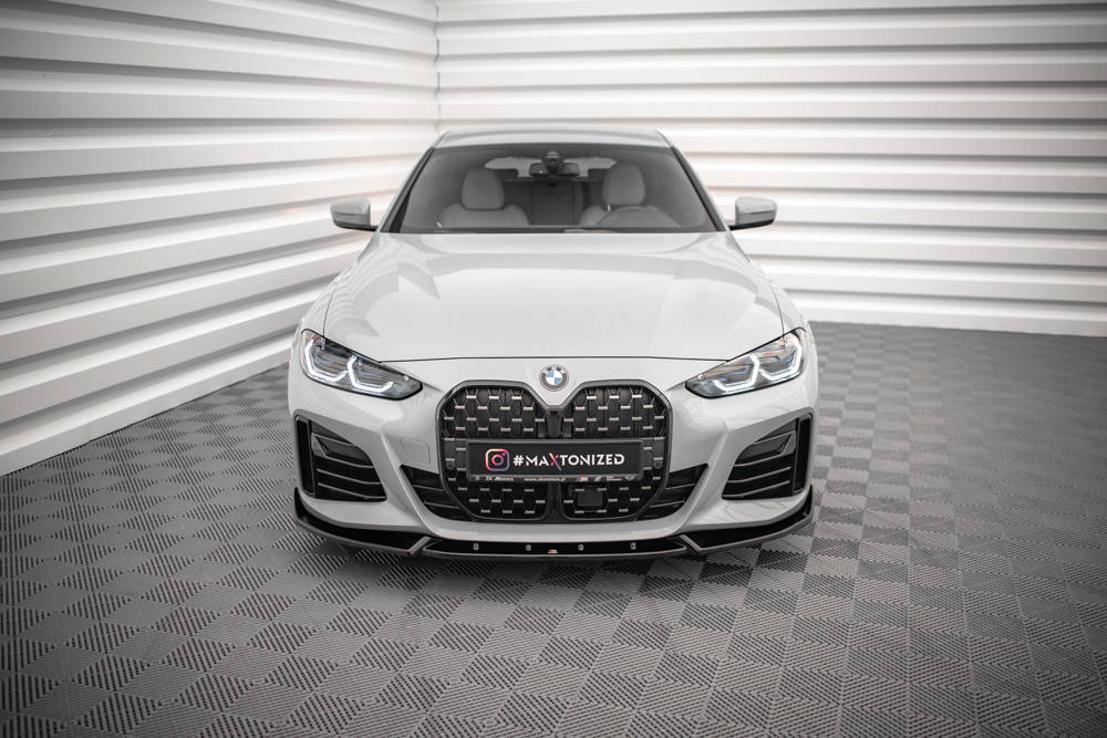 Voorspoiler V.2 BMW 4 Serie & i4 Gran Coupe M Pakket G26 Maxton Glans Zwart