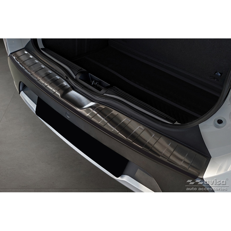 Zwart RVS Achterbumperprotector  Dacia Spring 2020- 'Ribs'