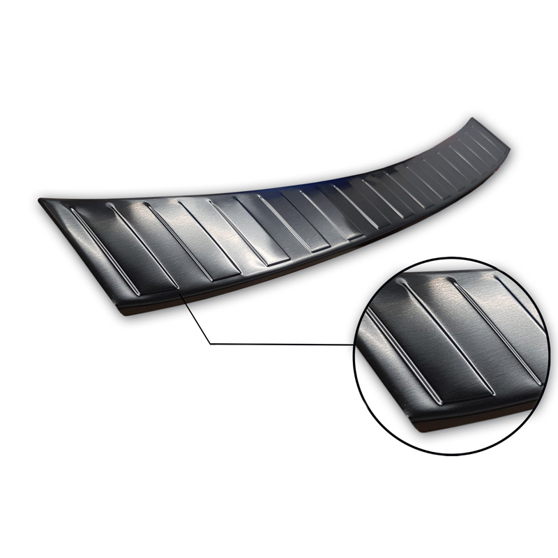 Zwart RVS Achterbumperprotector  Seat Leon Sportstourer incl. FR / Cupra Leon Sportstourer 2020-2024 & FL 2024- 'Ribs'