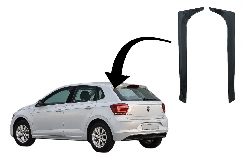Raamspoilers Volkswagen Polo AW MK6 Glans Zwart
