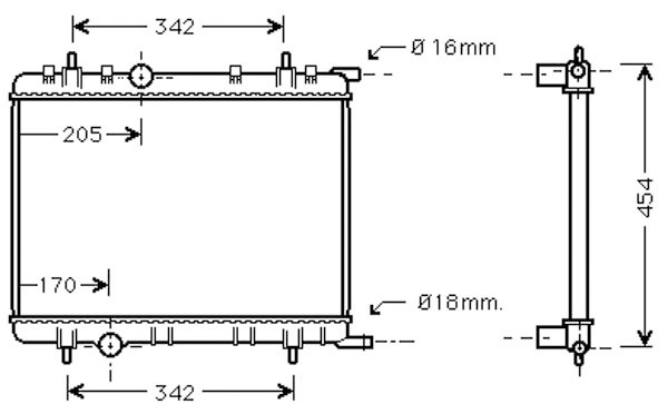 Radiator PARTNER/BERLINGO 02-05 380x568 1.1I/1.4I/1.6I + AC