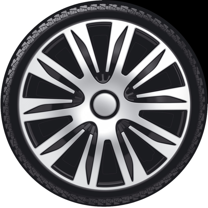 4-Delige Wieldoppenset Nardo 15-inch zilver/zwart