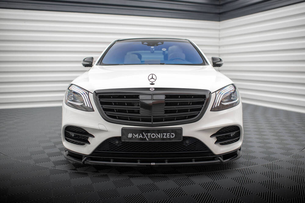 Voorspoiler V.2 Mercedes Benz S Klasse AMG Pakket W222 FL Maxton Glans Zwart
