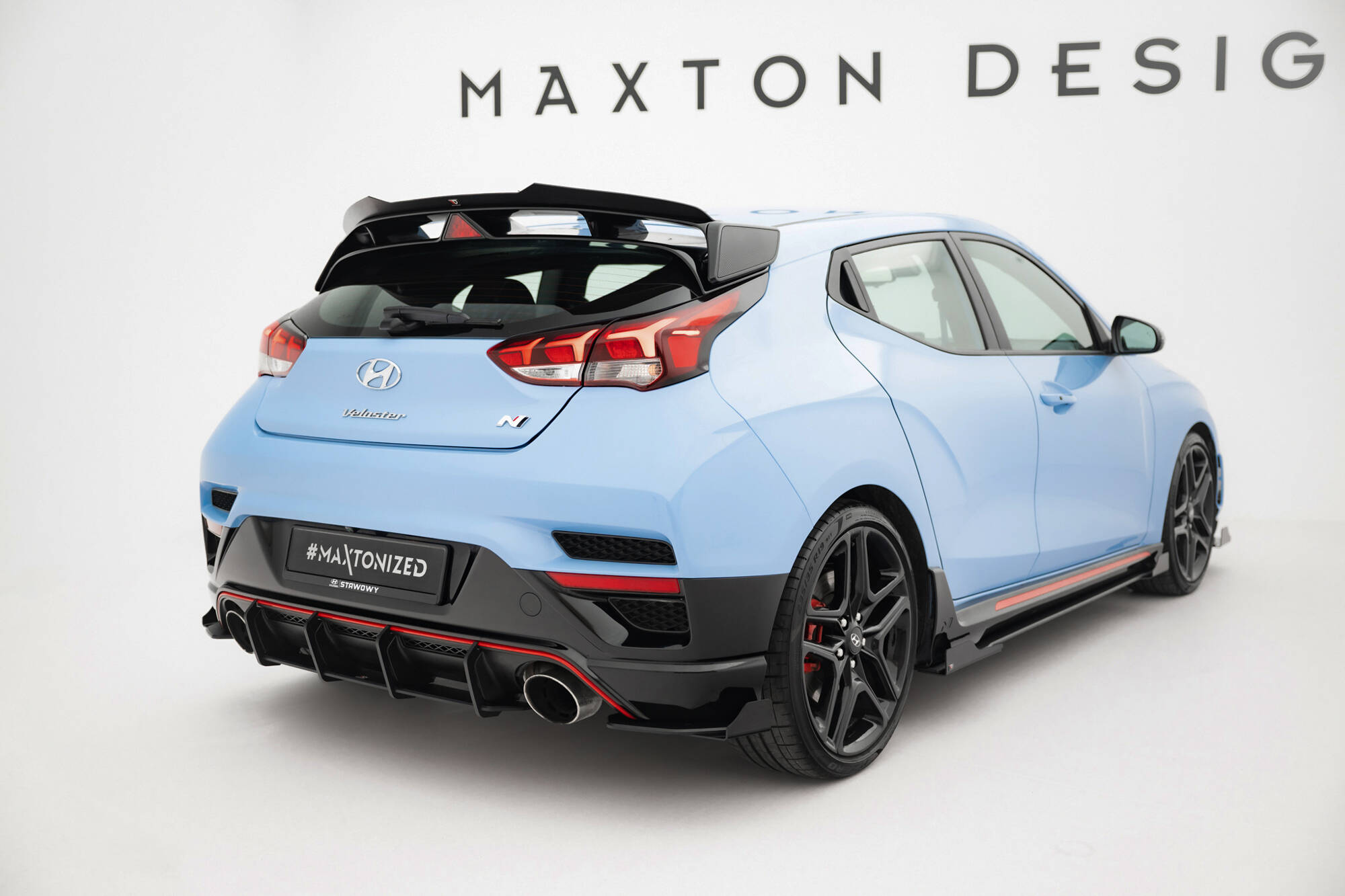 Street Pro Achter Diffuser Hyundai Veloster N MK2 Maxton Glanzend zwart