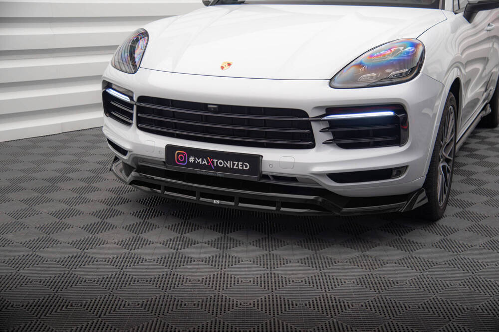 Voorspoiler Porsche Cayenne MK3 SUV/Coupe 18-23 Maxton Glans Zwart
