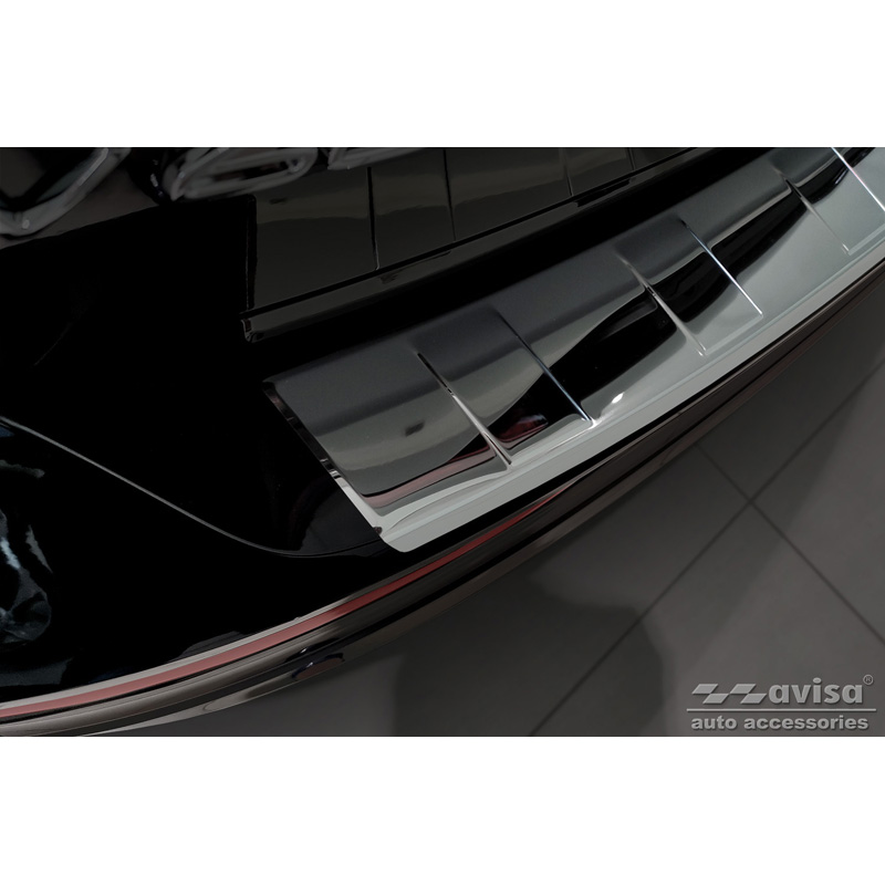Zwart Chroom RVS Achterbumperprotector  Volvo V60 II / V60 II Cross Country 2018- & V60 II Plug- In Hybrid / R-Design 2019- 'Ribs'