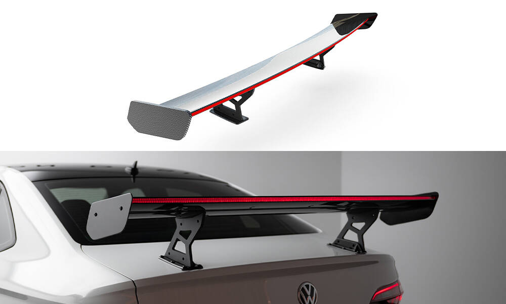 Carbon Spoiler + LED Volkswagen Jetta GLI MK7 Maxton Glans zwart