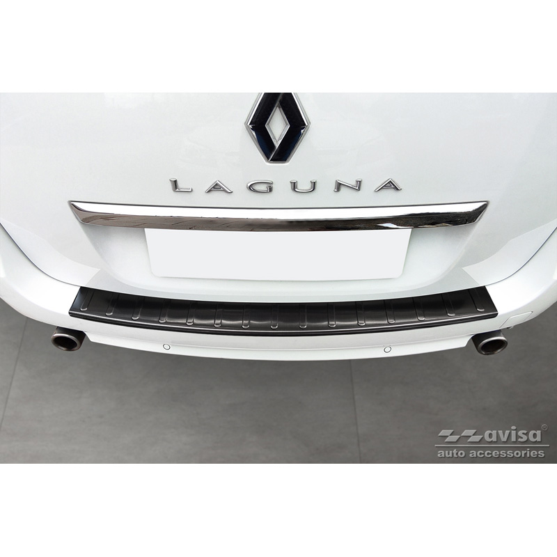 Zwart RVS Achterbumperprotector  Renault Laguna III Grandtour 2007-2015 'Ribs'