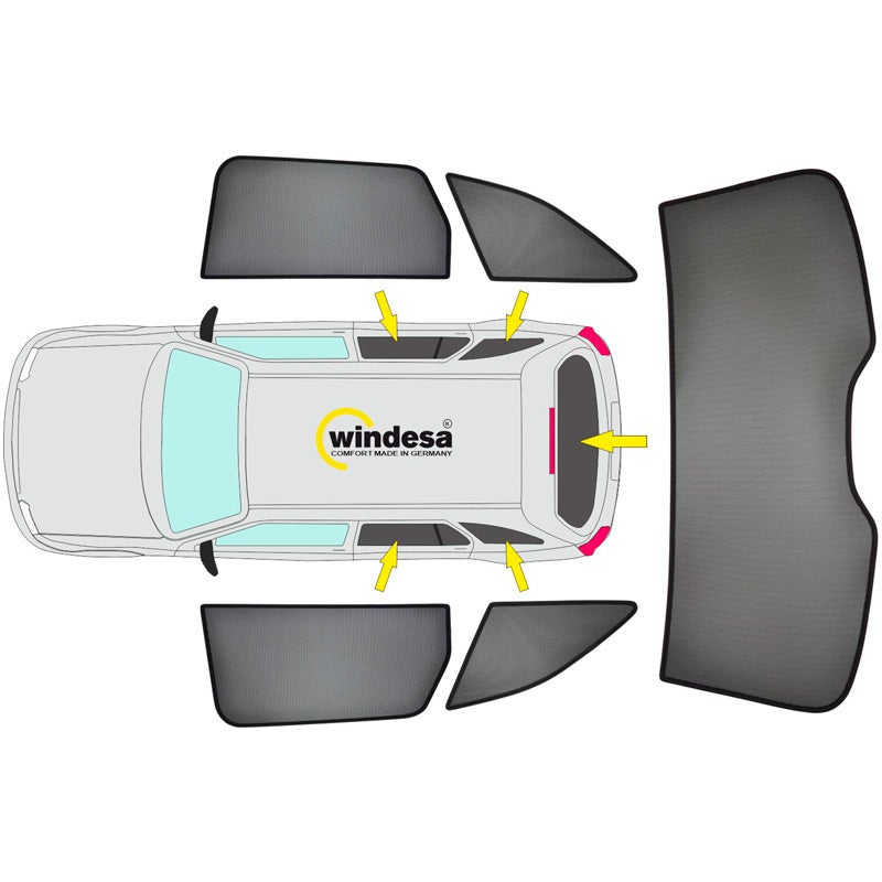SunClip Zicht- & Zonwering  Volkswagen Caddy Maxi Van 2022- & Ford Grand Tourneo Connect 2022- (met uitzetramen)