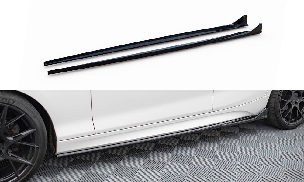 Zijskirts V.3 BMW 1 Serie M Pakket / M135i / M140i F20 / F21 FL Maxton Glans Zwart