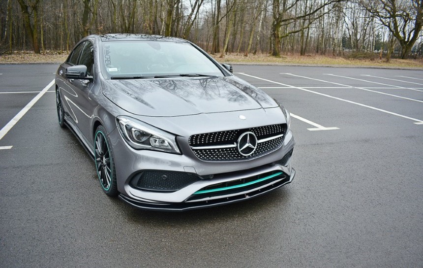 Voorspoiler Mercedes CLA C117 AMG-Line Maxton Design glans zwart