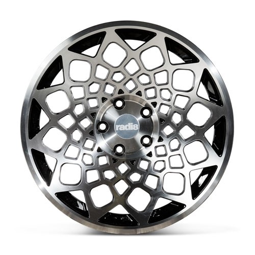 RADI8 B12 8.5x18 5X100 35 Gloss black machine face 57,1 Velgen