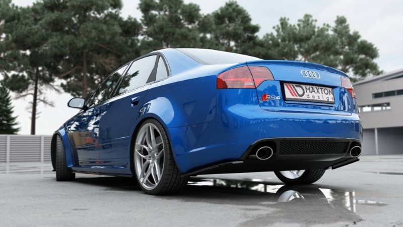 Achterzij Spoilers Audi RS4 Sedan B7 V.1 Glanzend Zwart