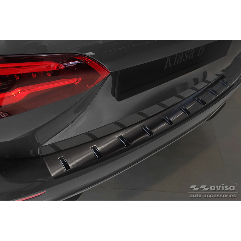 Zwart RVS Achterbumperprotector  Mercedes B-Klasse (W247) 2019- (incl. AMG) 'STRONG EDITION'