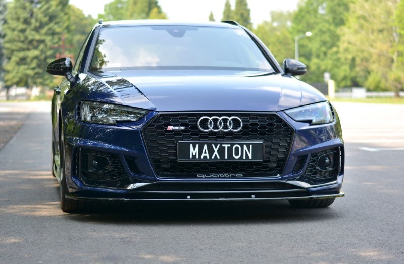 Voorspoiler V.1 Audi RS4 B9 Maxton Glans Zwart