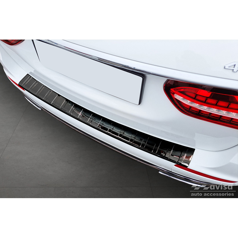 Zwart-Chroom RVS Achterbumperprotector  Mercedes E-Klasse Estate S213 2016- (incl. E53 AMG) 'Ribs'