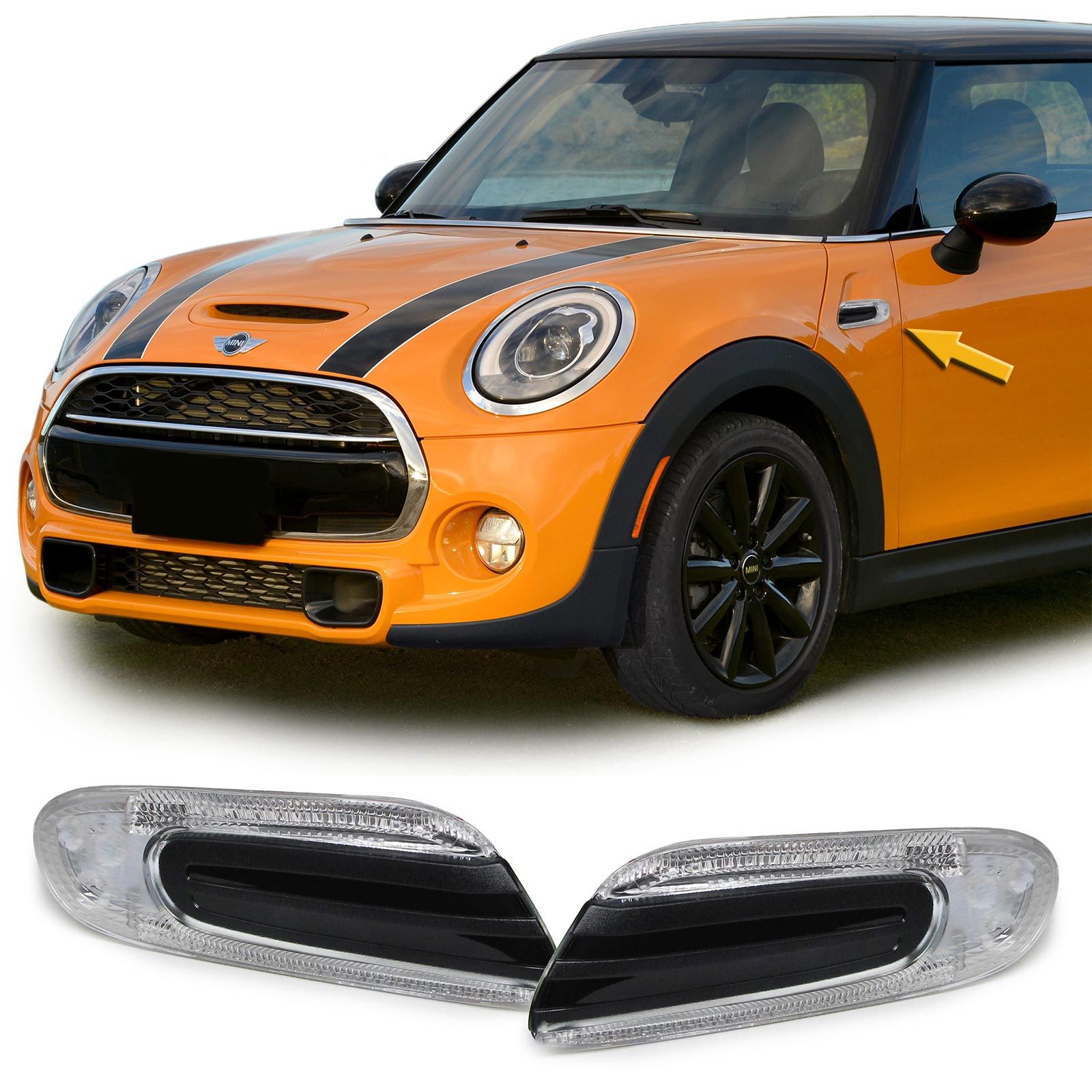 Knipperlichten Mini One/Cooper F55, F56, F57 LED Chroom Zwart