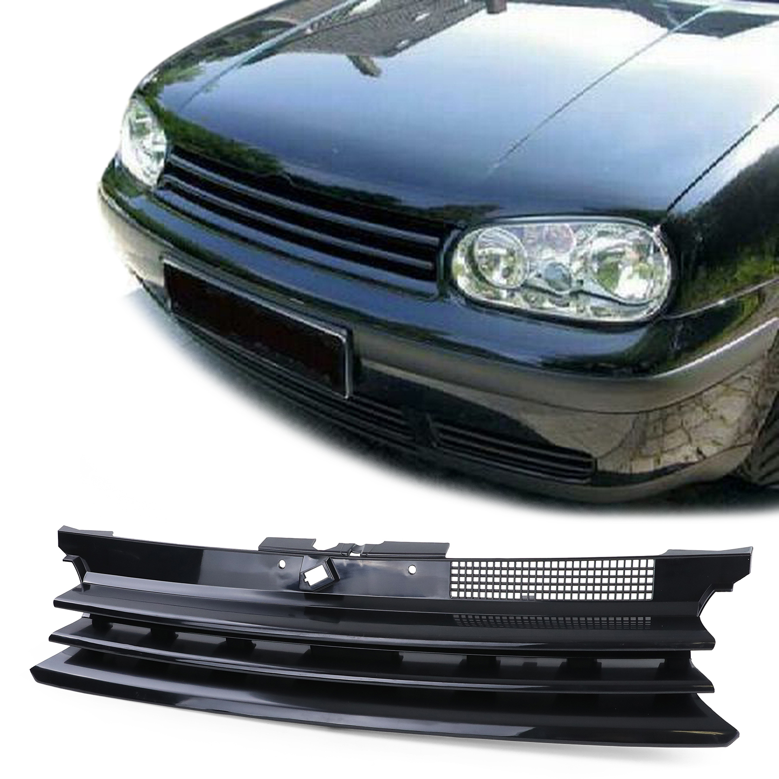 Grill zonder Embleem VW Golf IV met onderrand zwart