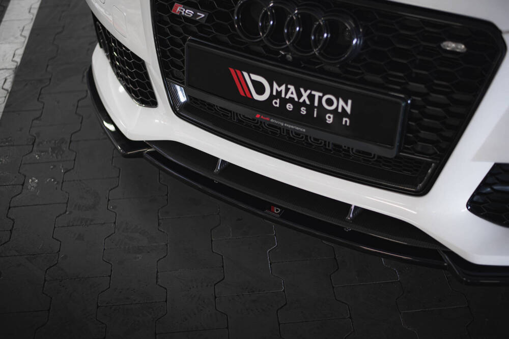 Voorspoiler V.3 Audi RS7 C7 FL Maxton Glans Zwart