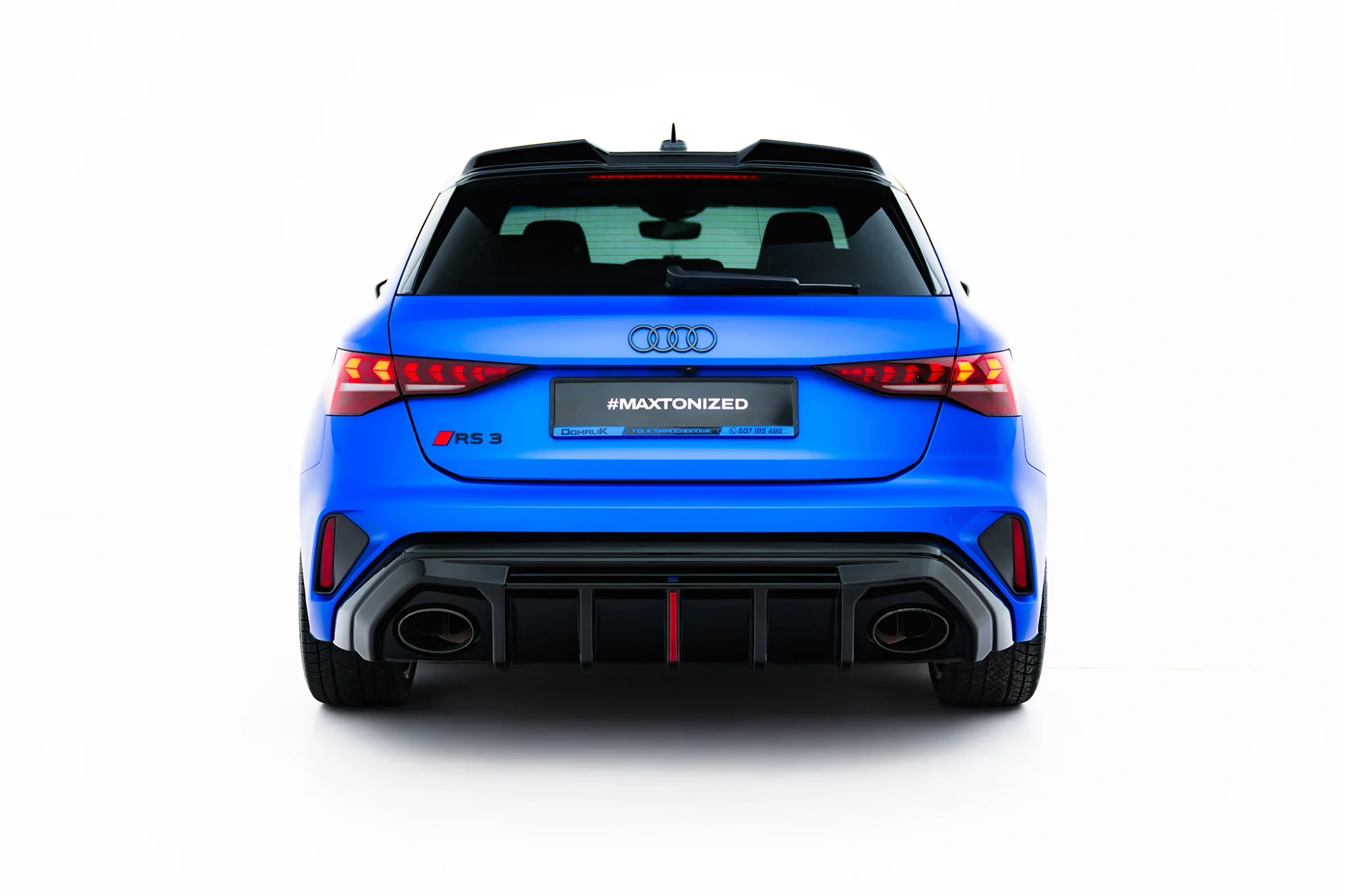 Diffuser Audi RS3 Sportback 8Y Facelift Maxton Glans Zwart met LED