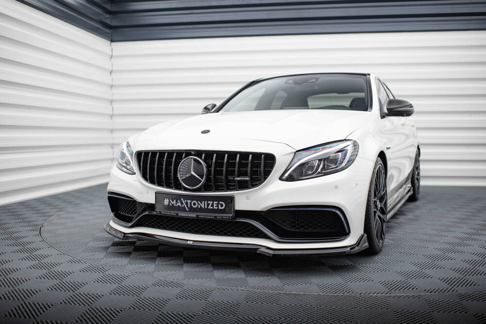 Voorspoiler Mercedes C63 AMG W205 S205 Maxton Glans Zwart V.2
