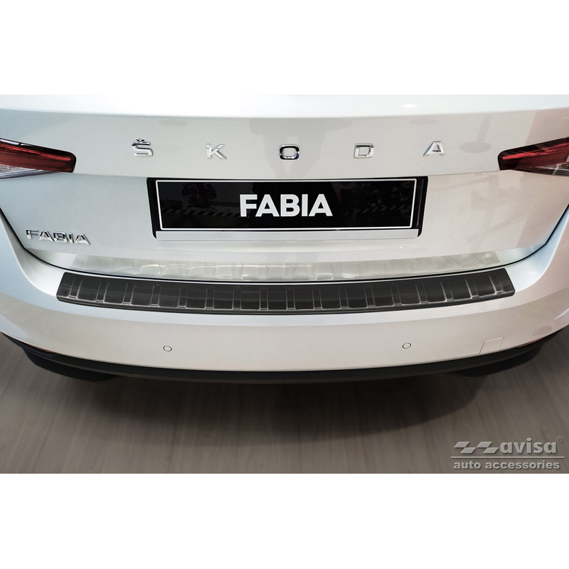 Zwart RVS Achterbumperprotector  Skoda Fabia IV Hatchback 2021- 'Ribs'