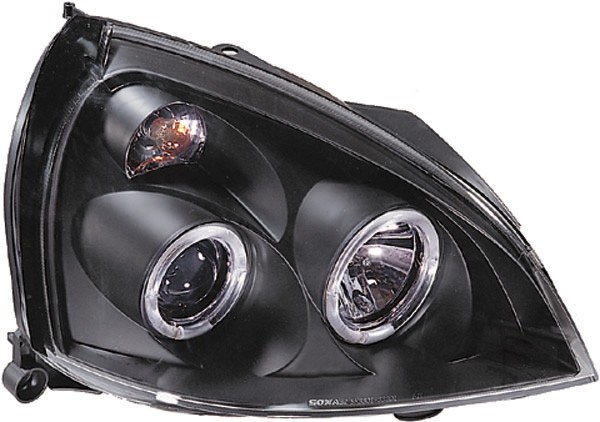 Headlight CLIO 01-05 clear/black
