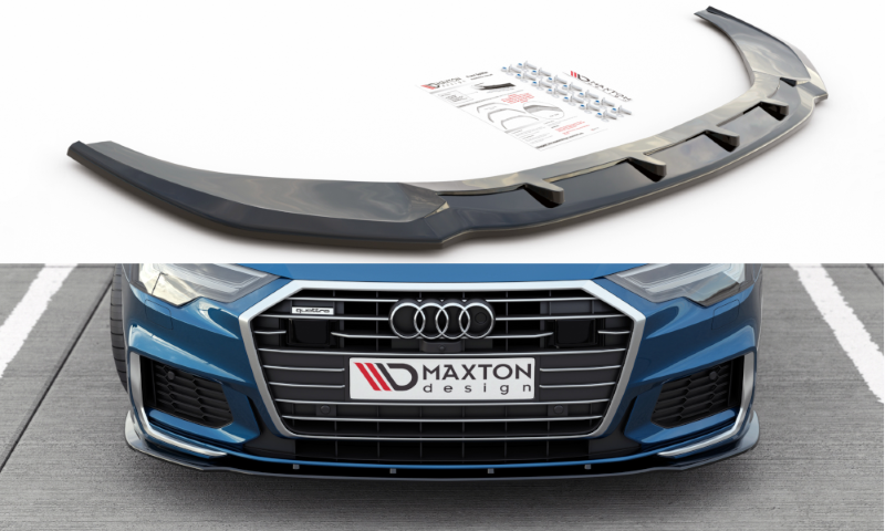 Voorspoiler V.2 Audi A6 S-Line / S6 C8 Maxton Glans Zwart
