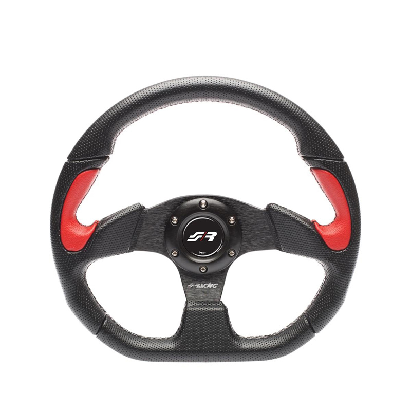 Simoni Racing Universeel Sportstuur X2 Poly Pelle - Zwart Eco-Leder/Rood - Diameter 330mm